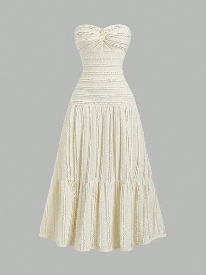 Sweetra Y2K Sexy Twist Knot Textured Fabric Elegant Sweet Vacation Dress