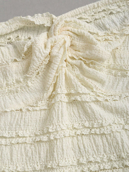 Sweetra Y2K Sexy Twist Knot Textured Fabric Elegant Sweet Vacation Dress