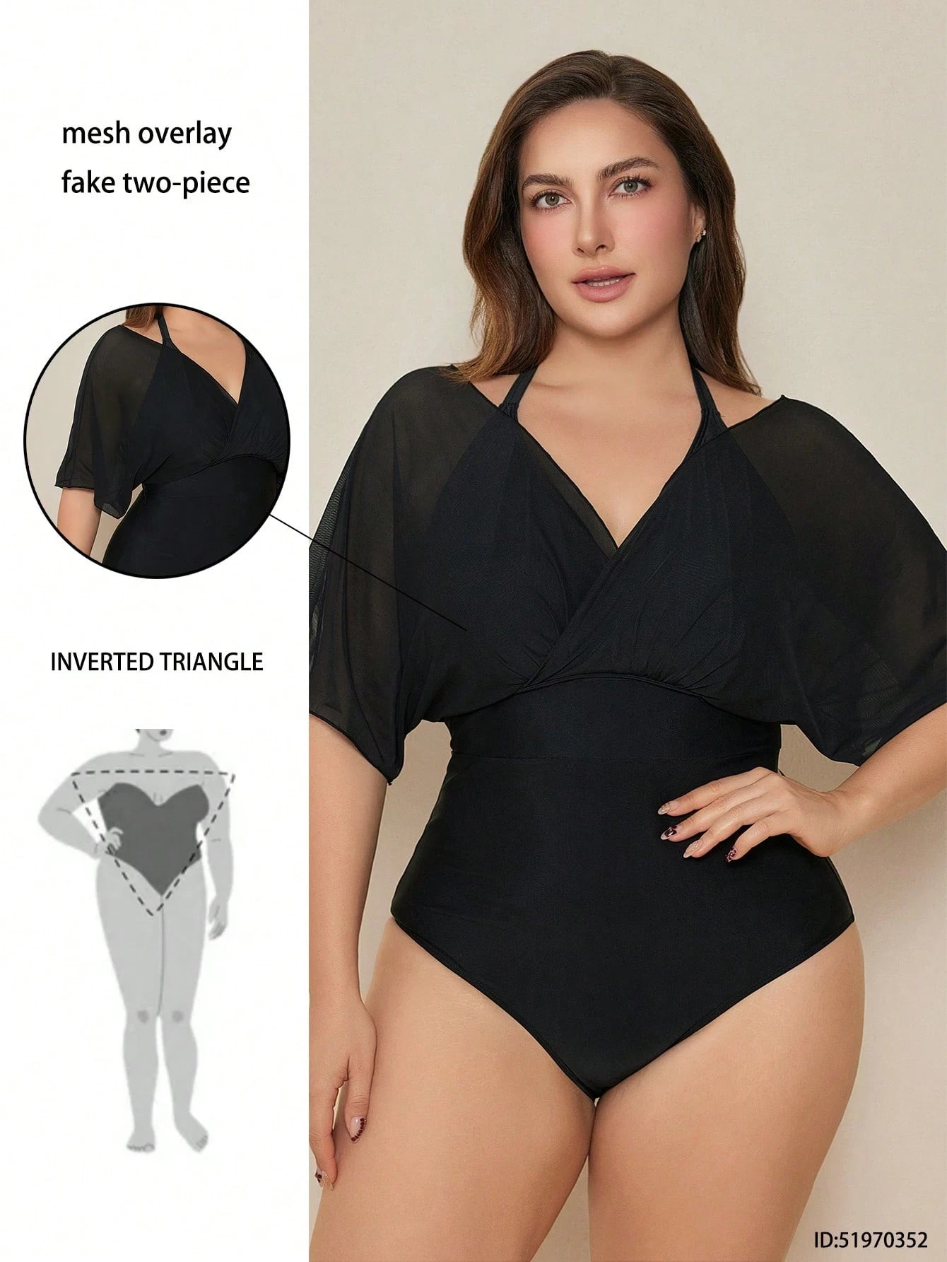 Swim Basics 2026 New Elegant Plus Size One-Piece Swimsuit For Beach Vacation, Slimming Chic Plus Size One-Piece Swimwear, Brown