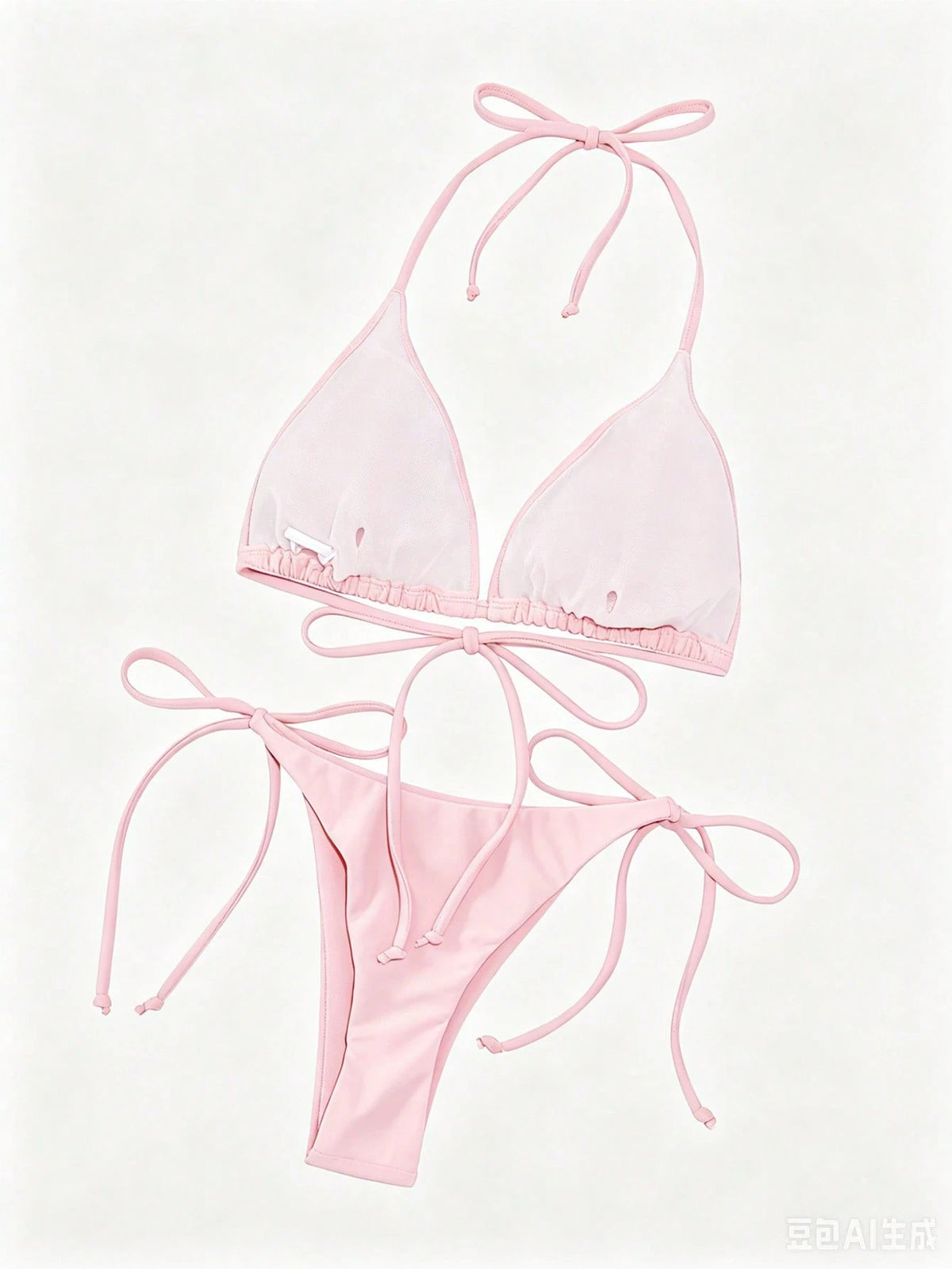 Swim Basics Solid Color Sexy Lace-Up Bikini Two-Piece Women's Swimsuit Set Beachwear