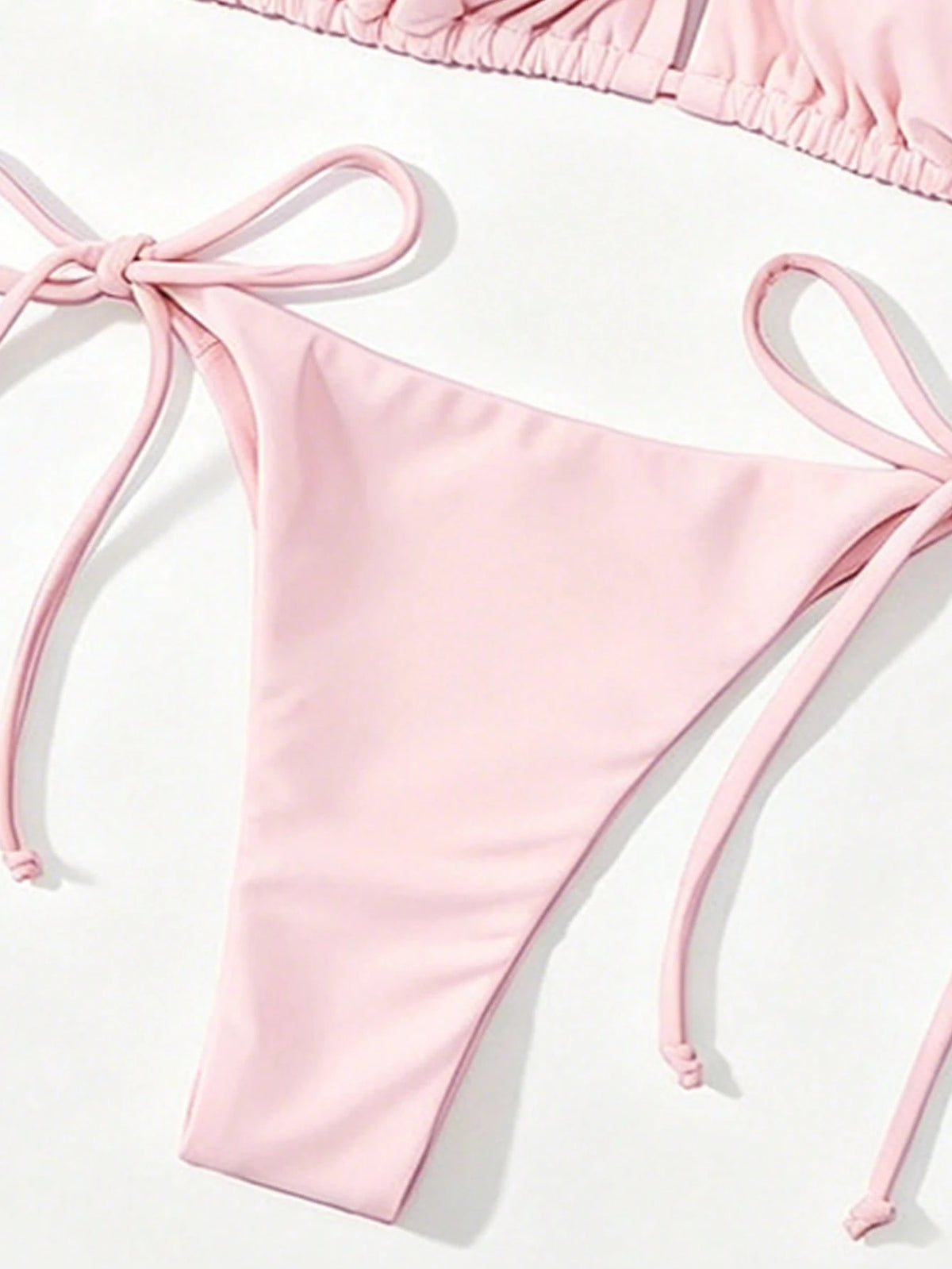 Swim Basics Solid Color Sexy Lace-Up Bikini Two-Piece Women's Swimsuit Set Beachwear
