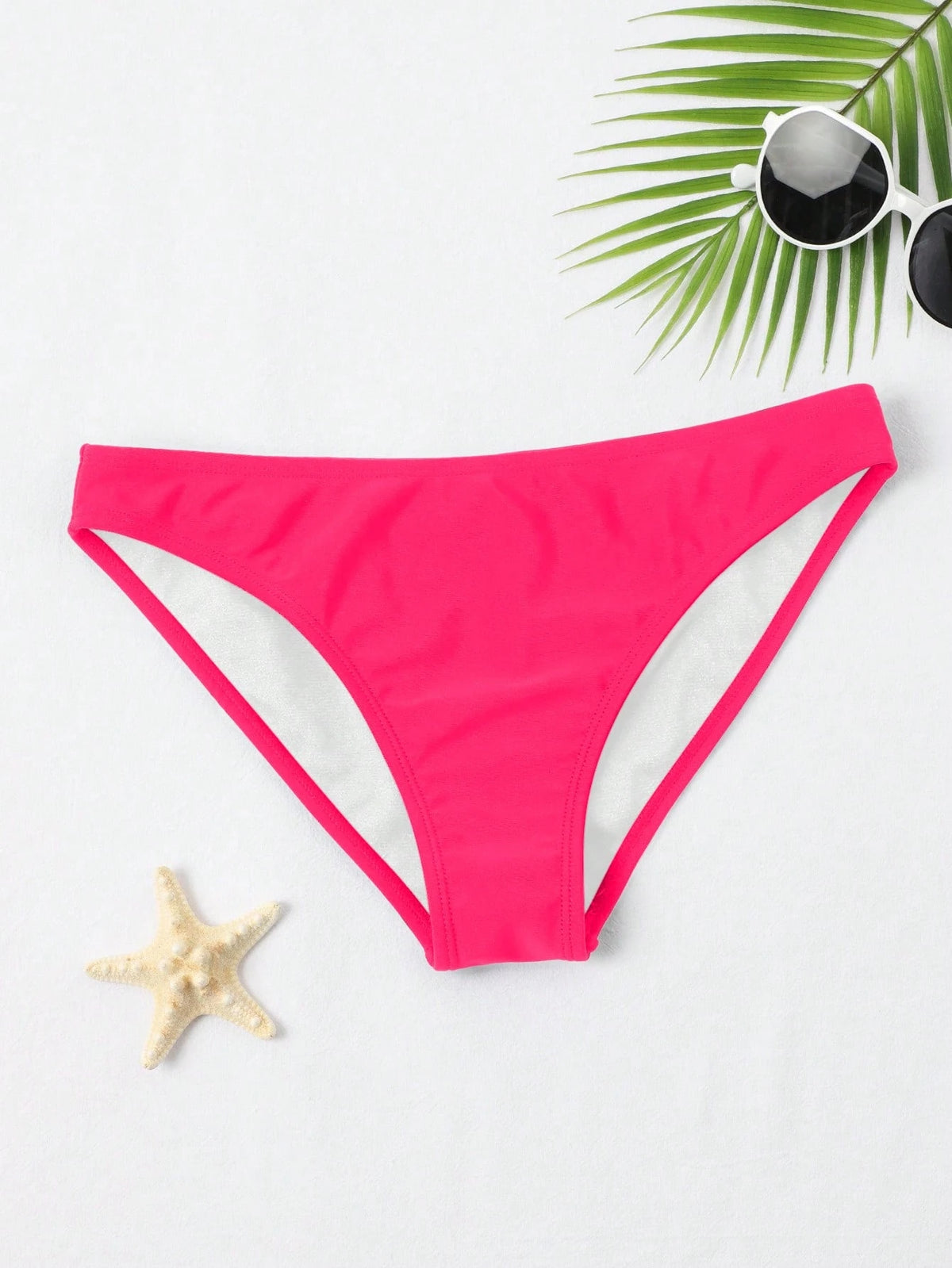 Swim Basics Solid Colored Bikini Bottom, Suitable For Vacation & Beach For Summer