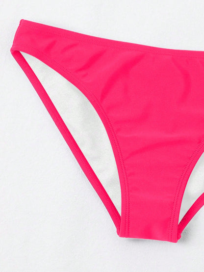 Swim Basics Solid Colored Bikini Bottom, Suitable For Vacation & Beach For Summer