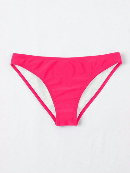 Swim Basics Solid Colored Bikini Bottom, Suitable For Vacation & Beach For Summer
