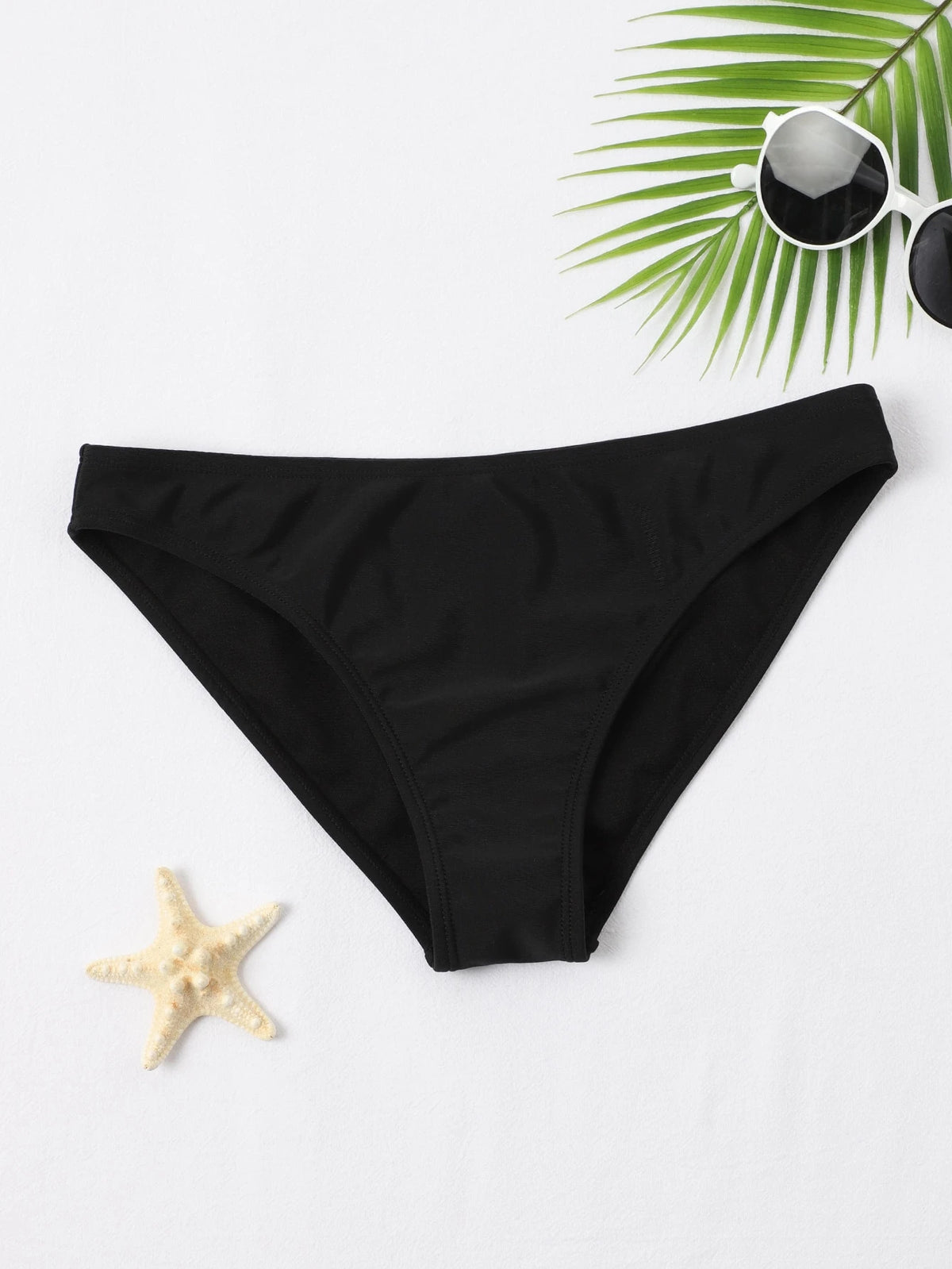 Swim Basics Solid Colored Bikini Bottom, Suitable For Vacation & Beach For Summer