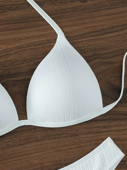 Swim Basics Summer Beach Solid Push Up Bikini Set