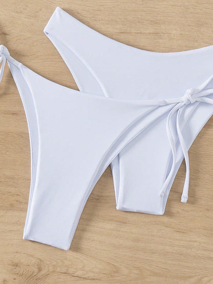 Swim Basics Summer Beach Women's Solid Color Bikini Swimwear 3-Piece Set