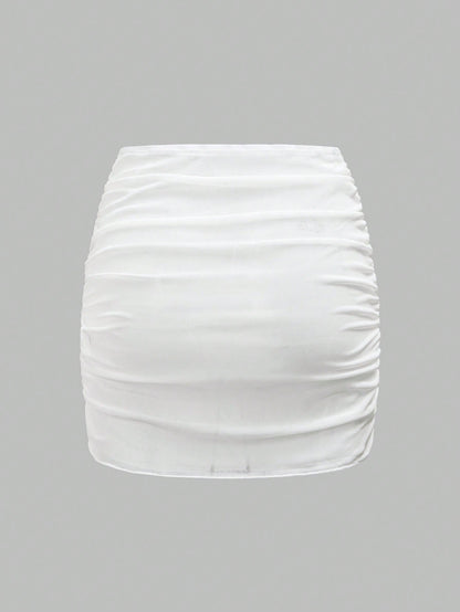 Swim Chiccia 2026SS Best-Selling White Combo Discounted Vacation Beach Club Party Casual Sexiest Cute Women Coverup Skirt Set Summer