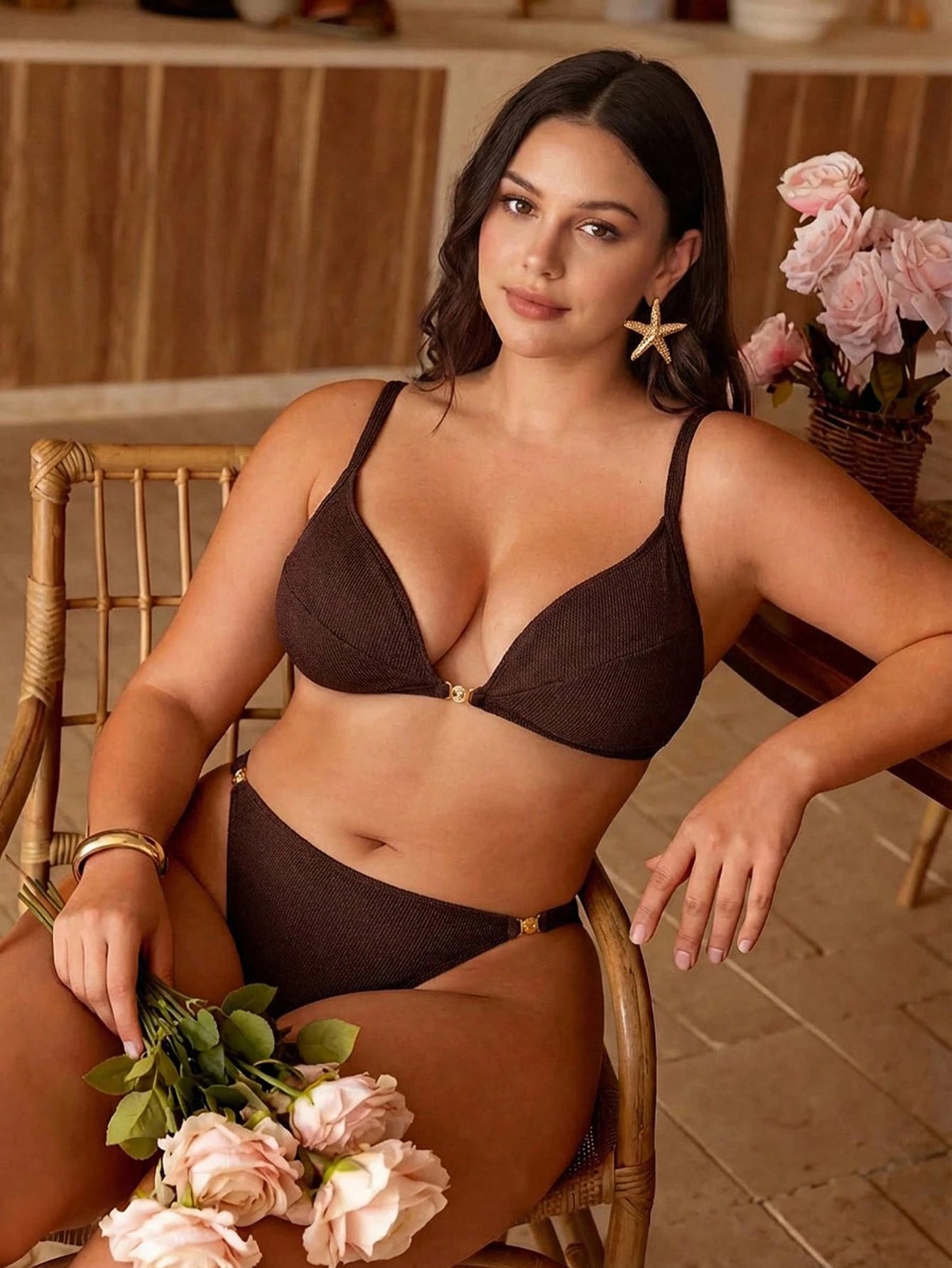 Swim Chiccia Plus Size Women Solid Color Sexy Bikini Set