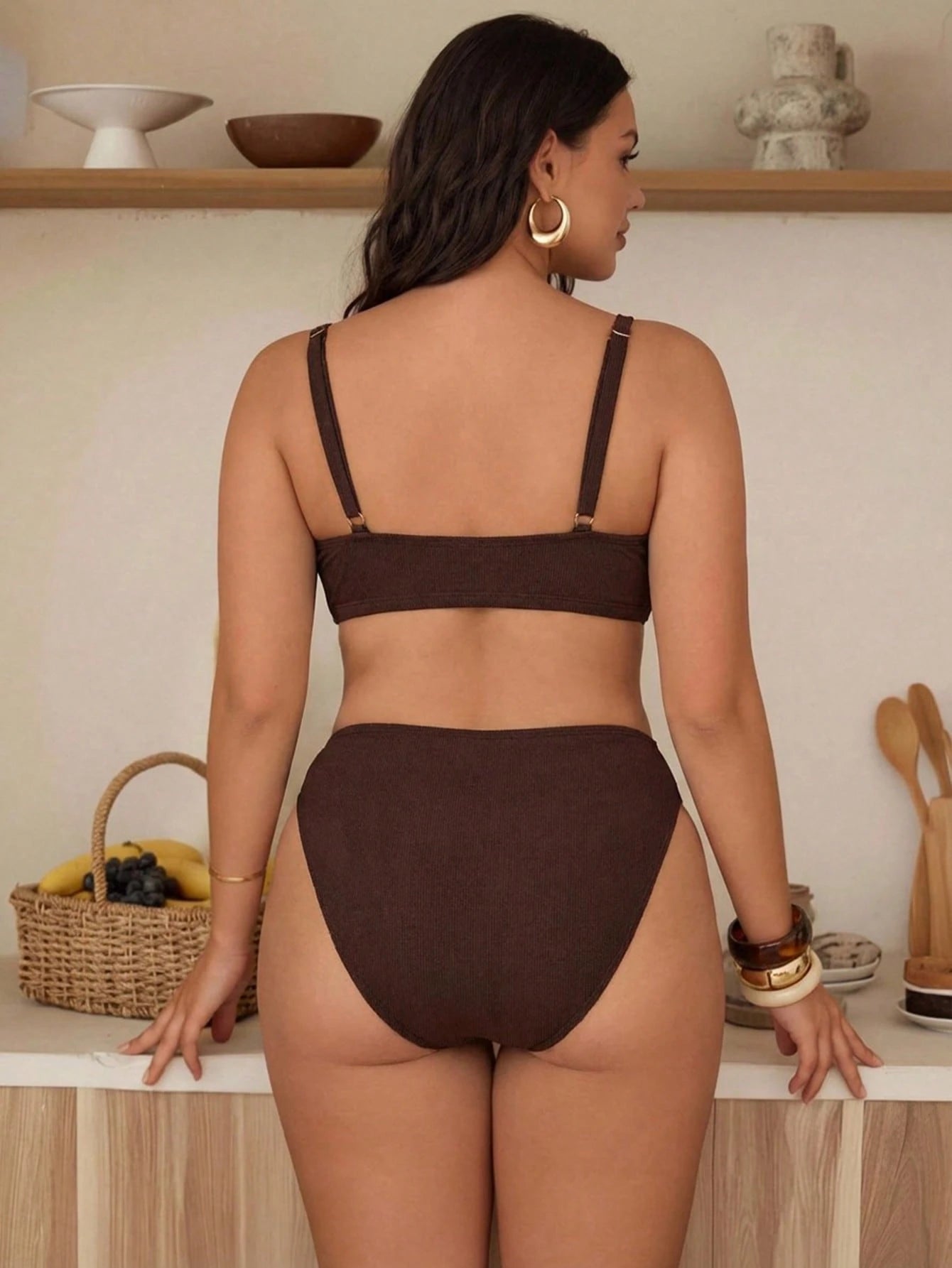 Swim Chiccia Plus Size Women Solid Color Sexy Bikini Set