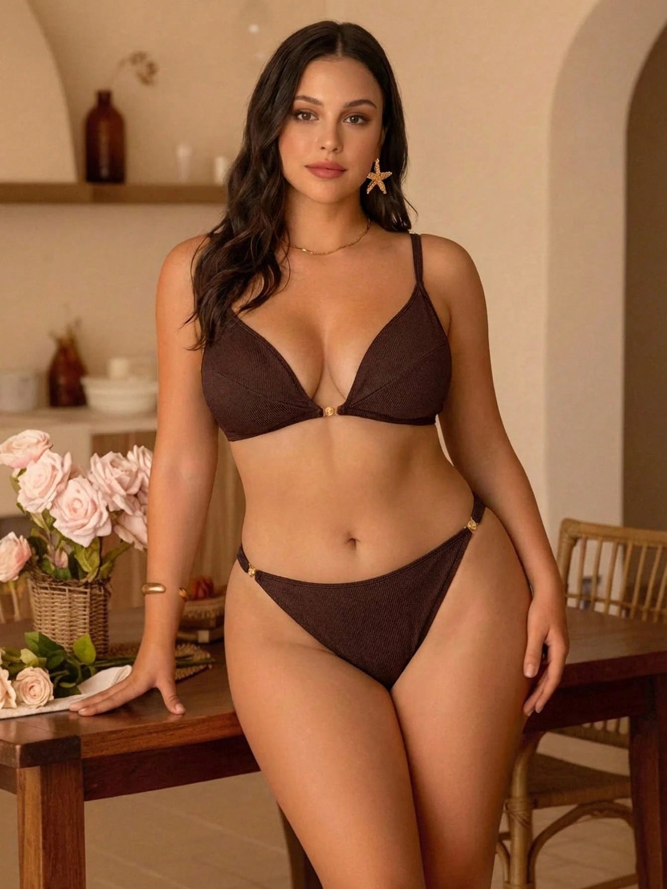 Swim Chiccia Plus Size Women Solid Color Sexy Bikini Set
