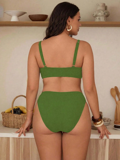 Swim Chiccia Plus Size Women Solid Color Sexy Bikini Set