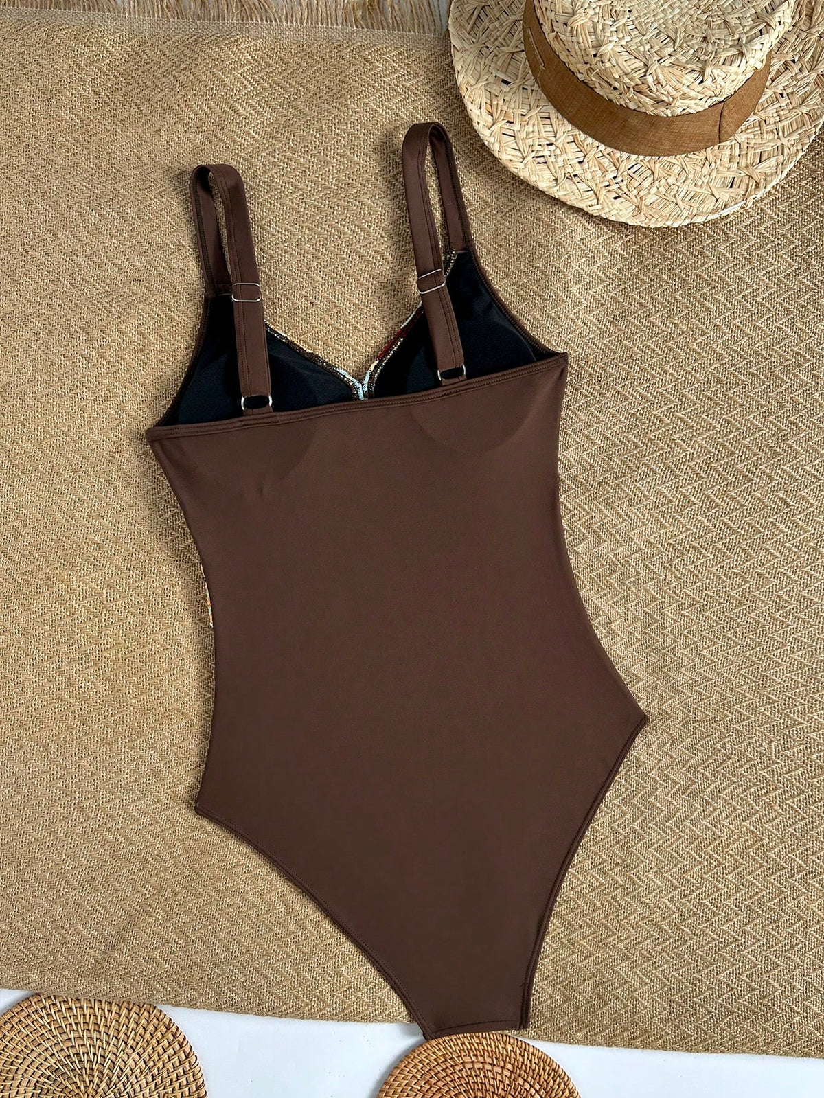 Swim Chiccia Striped Special Fabric Crisscross Chest One-Piece Swimsuit
