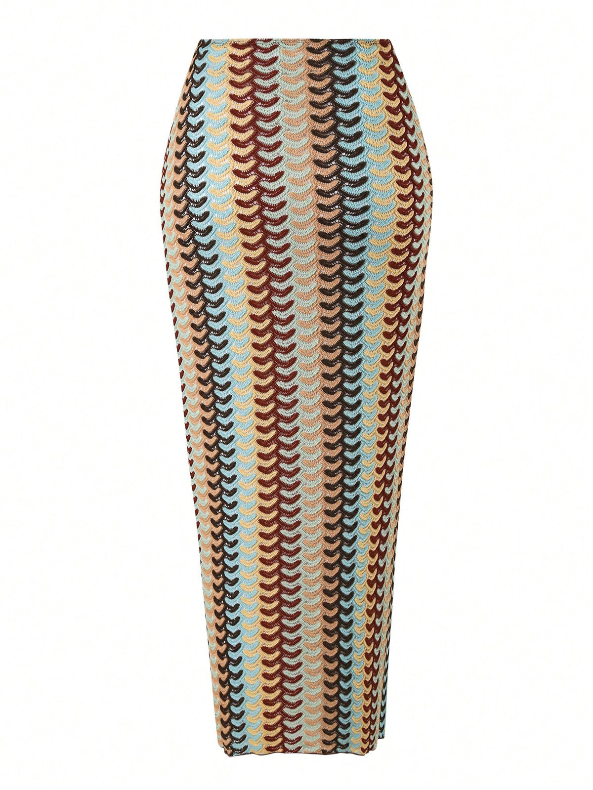 Swim Chiccia Women Deep Teal Multicolor Striped Reversible High Slit Long Skirt Metallic Starfish Decor,Boho Summer Beach Holiday Holiday Swimsuit Cover Up Dress