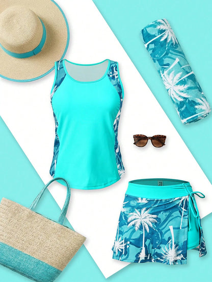 Swim Lushoire New Fashion Printed Slimming Beach Outfit, Swimsuit Set For Women For Summer Beach Vacation