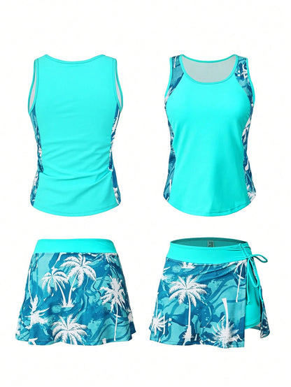 Swim Lushoire New Fashion Printed Slimming Beach Outfit, Swimsuit Set For Women For Summer Beach Vacation