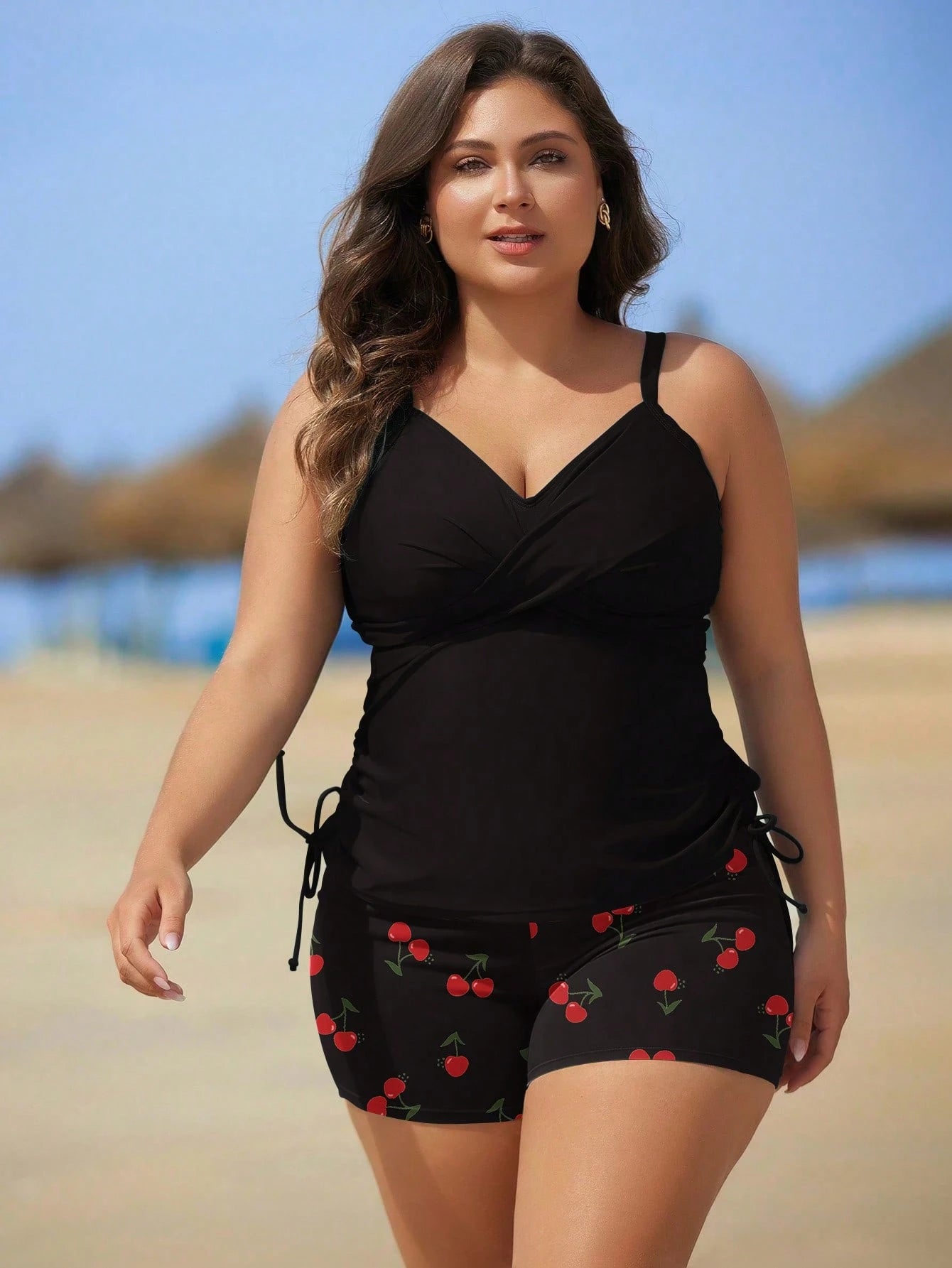 Swim Lushoire Plus Size Floral Print Tankini Swimwear