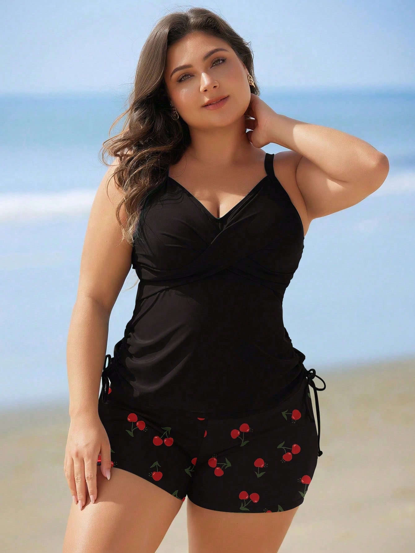Swim Lushoire Plus Size Floral Print Tankini Swimwear