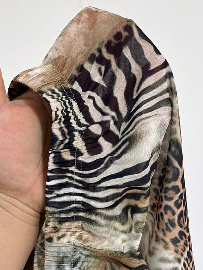 Swim Lushoire Plus Size Holiday Beac Animal Print Coverup Top And Long Pants Set For Summer Beach Vacation