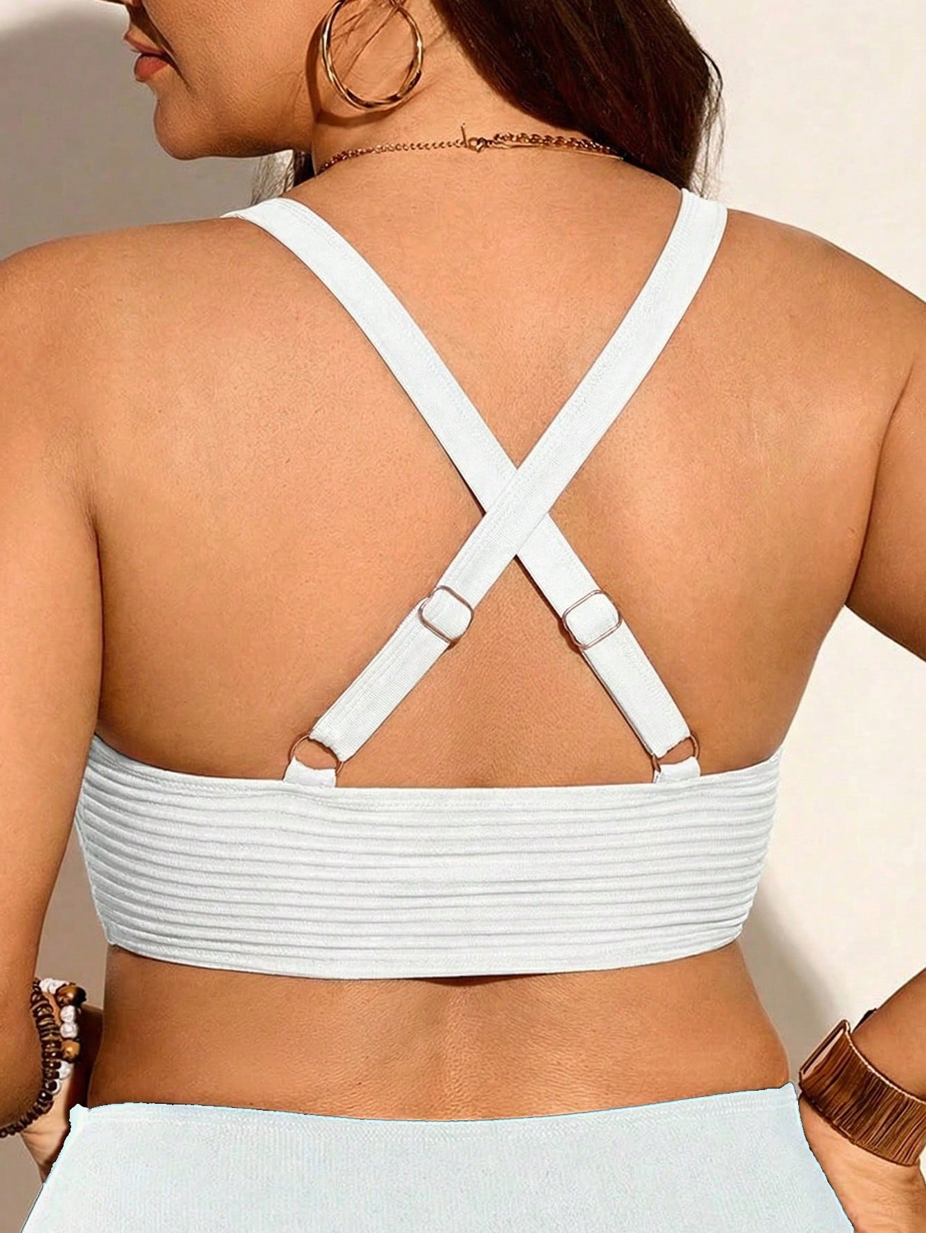 Swim Lushoire Plus Size Women's Solid Color Sexy Bikini Top