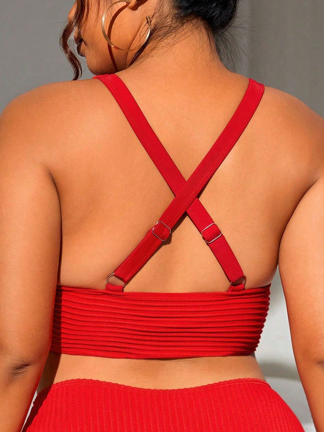 Swim Lushoire Plus Size Women's Solid Color Sexy Bikini Top
