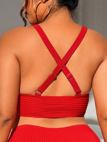 Swim Lushoire Plus Size Women's Solid Color Sexy Bikini Top