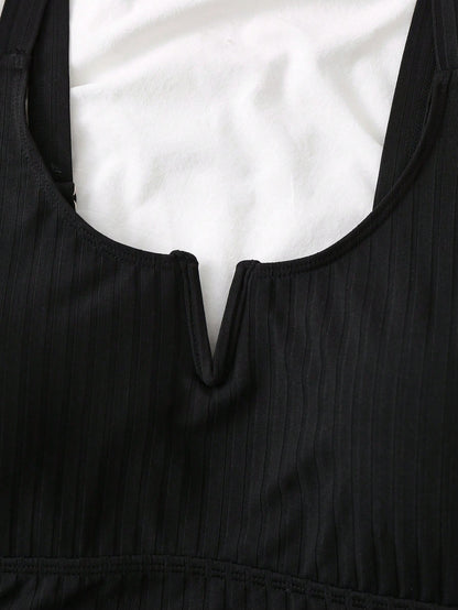 Swim Lushoire Plus Solid Color Ruched Tankini Top Swimwear Summer Beach