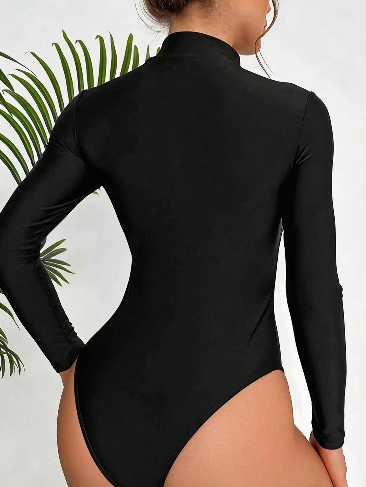 Swim Lushoire Summer Beach Women's Zipper Half Front One Piece Swimsuit