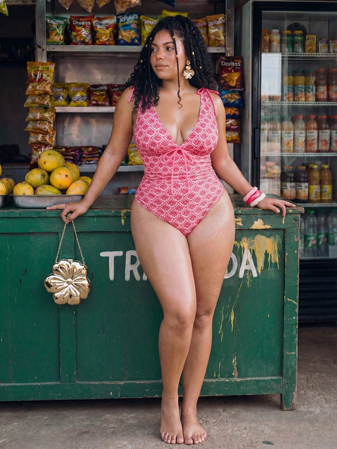 Swim Mod Plus Size Minimalist Print Sleeveless One-Piece Swimsuit,Pink,Summer,Beach,Holiday,Holiday Outfit For Women Large Bust Crochet Bathing Suits Swimwear
