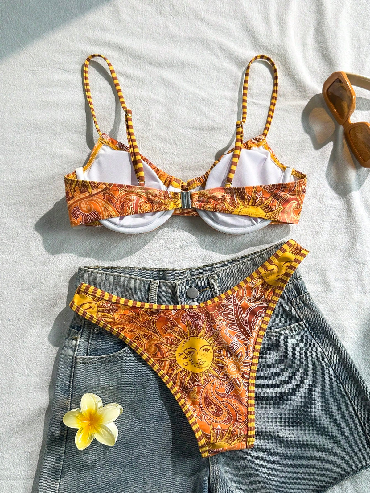 Swim Mod Summer Women's Sexy Spaghetti Strap Beach Vacation Bikini Swimsuit 2 Pieces Set