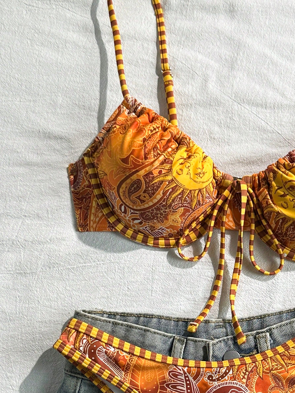 Swim Mod Summer Women's Sexy Spaghetti Strap Beach Vacation Bikini Swimsuit 2 Pieces Set