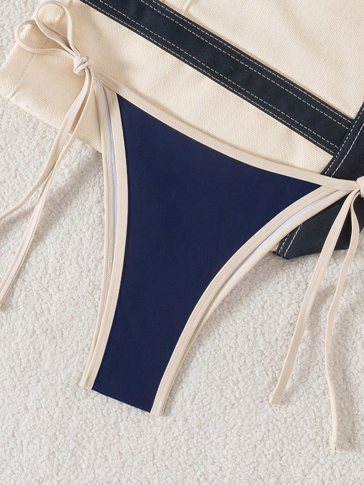 Swim Mod Women's New Solid Color Triangle Cup Bikini Set, Sexy Tie-Up Two Pieces Swimsuit For Summer Beach Vacation