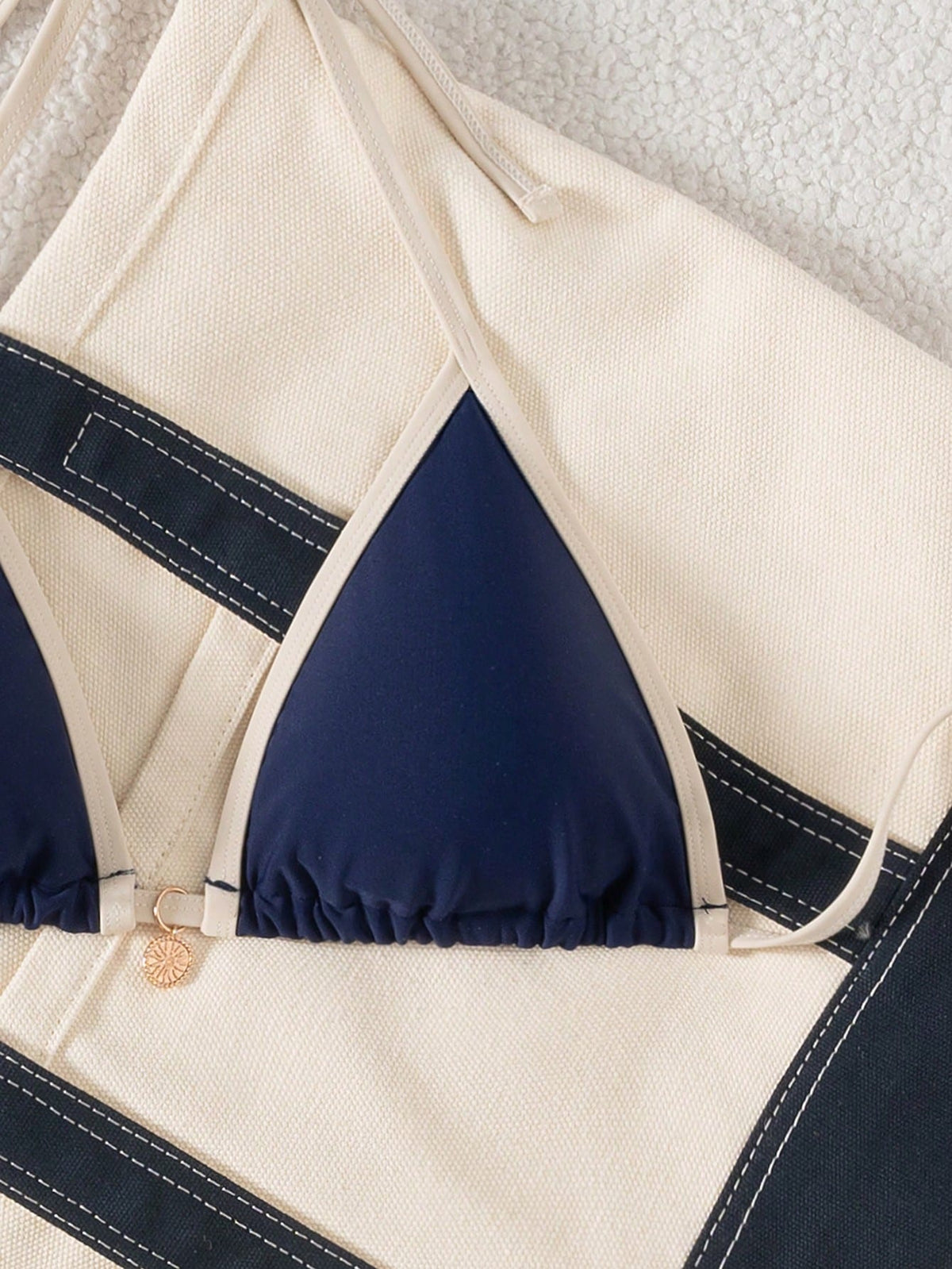 Swim Mod Women's New Solid Color Triangle Cup Bikini Set, Sexy Tie-Up Two Pieces Swimsuit For Summer Beach Vacation