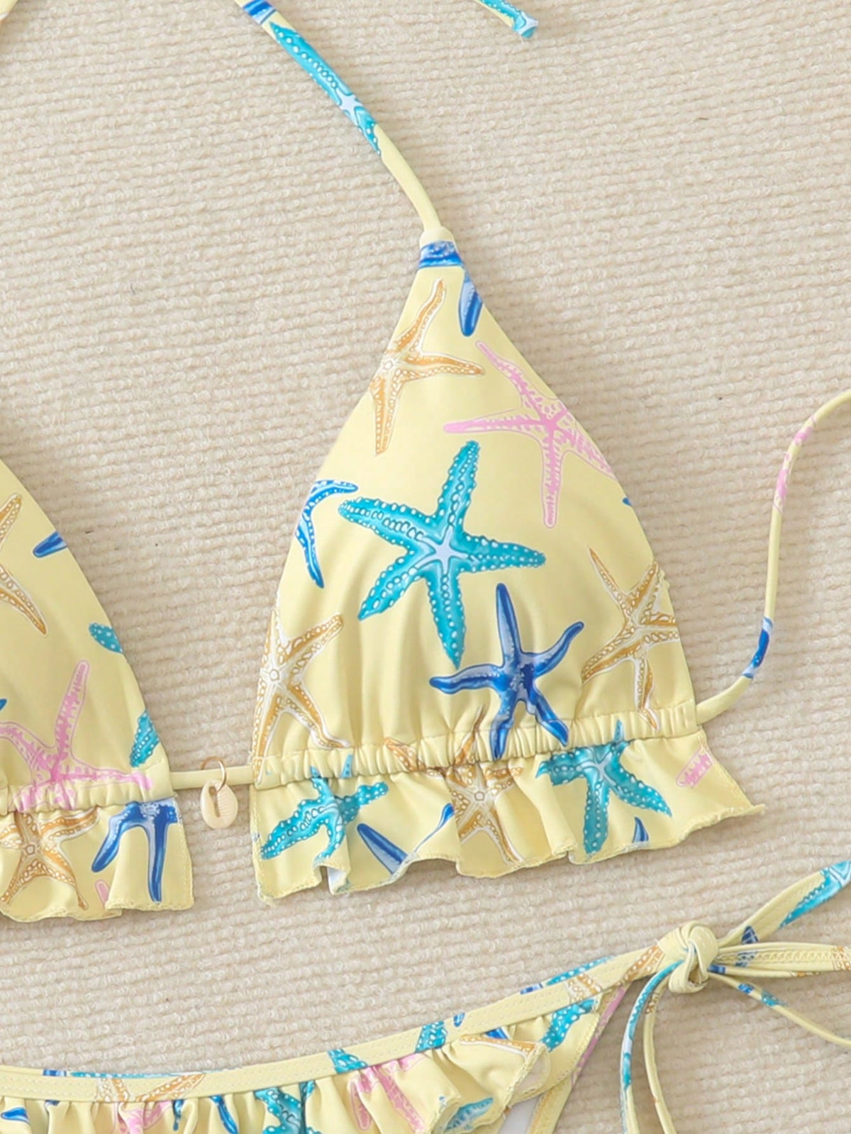 Swim Mod Women's Random Starfish Print Cute Sweet Beach Vacation 2 Pieces Swimwear, Summer