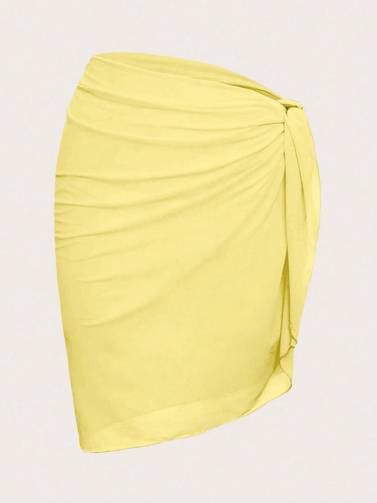 Swim Mod Women's Solid Color Minimalist Tropical Casual Cover Up Beach Vacation Yellow Summer