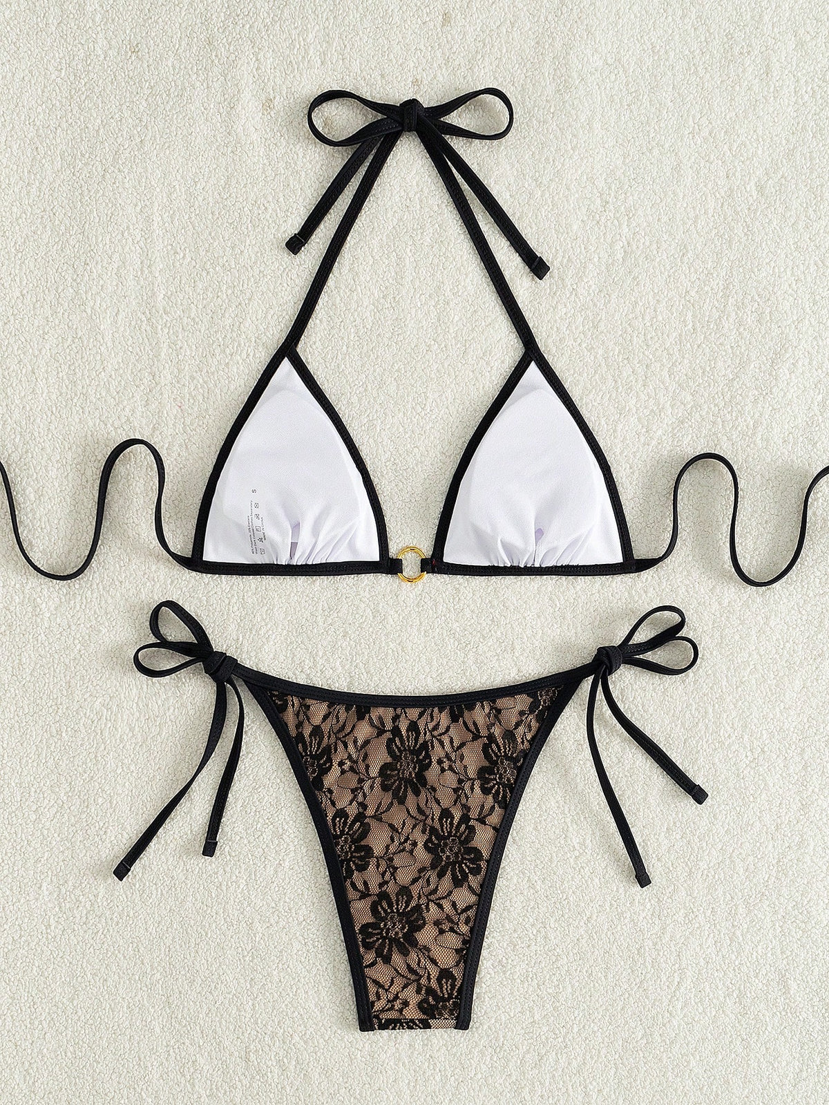 Swim Mod Women's Summer Beach Vacation Sweet And Cute Pink Butterfly And Floral Lace Bikini Set