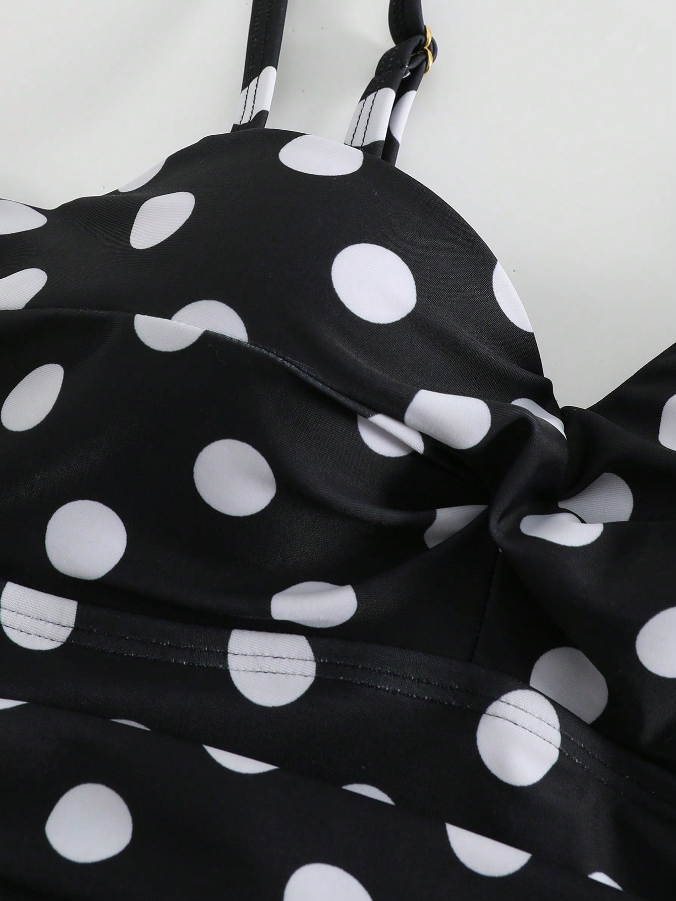 Swim Oasis 2026 New Plus Size Black & White Polka Dot Ruched Waist One-Piece Swimsuit Set With High Waist Skirt, Casual Elegant Flattering Slimming Beach Vacation Women's Swimwear