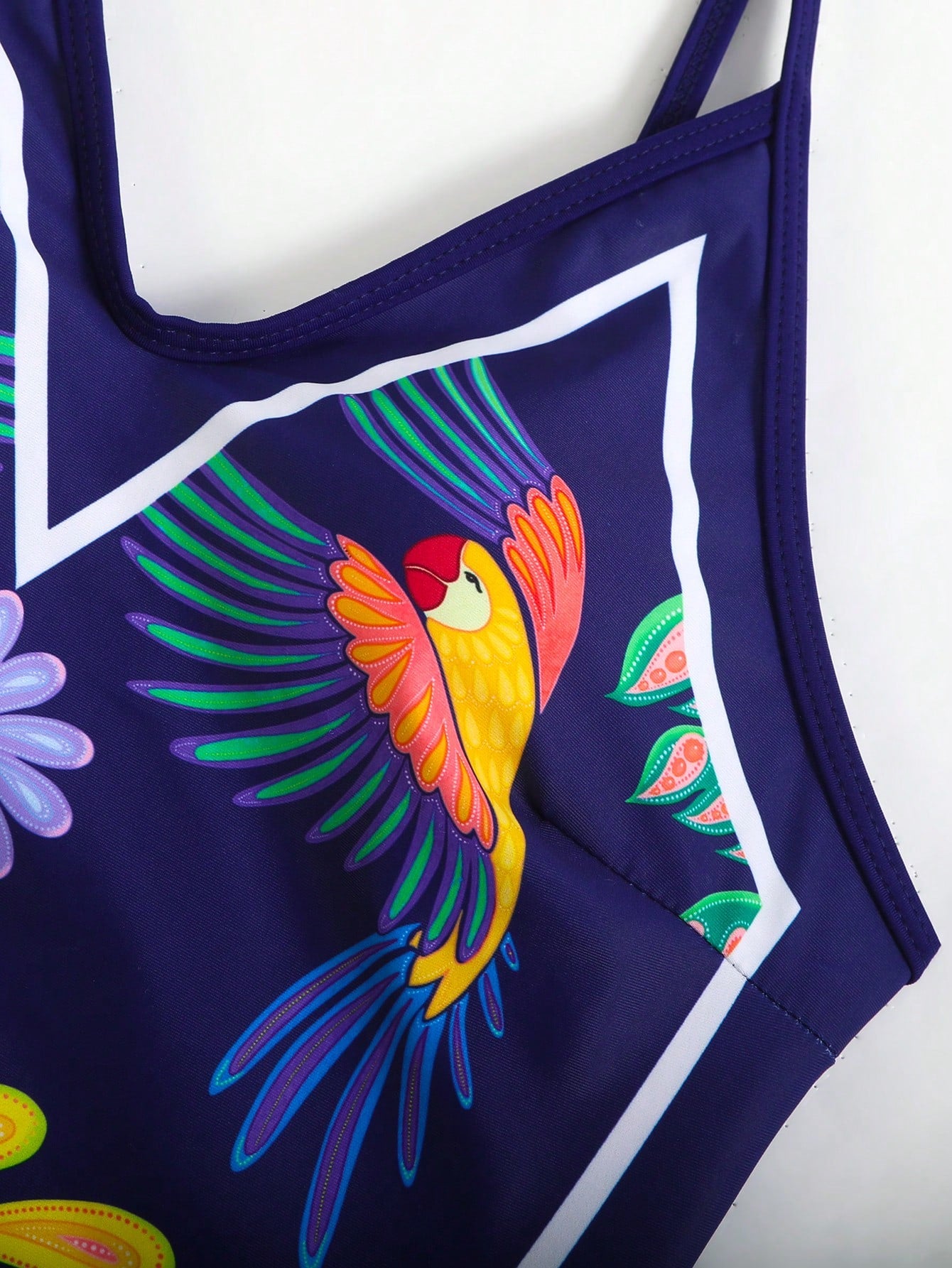 Swim Oasis 2026 Summer Plus Size Women's Fashionable Sexy Deep V-Neck Tropical Bird Digital Print One-Piece Swimsuit + Wrap Skirt Beach Set