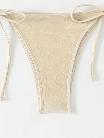 Swim Oasis 3pcs/Set Summer New High-End Shiny Fabric Sequin Embroidery Floral Triangle Bikini Push-Up Swimwear One-Piece Swimwear For Women