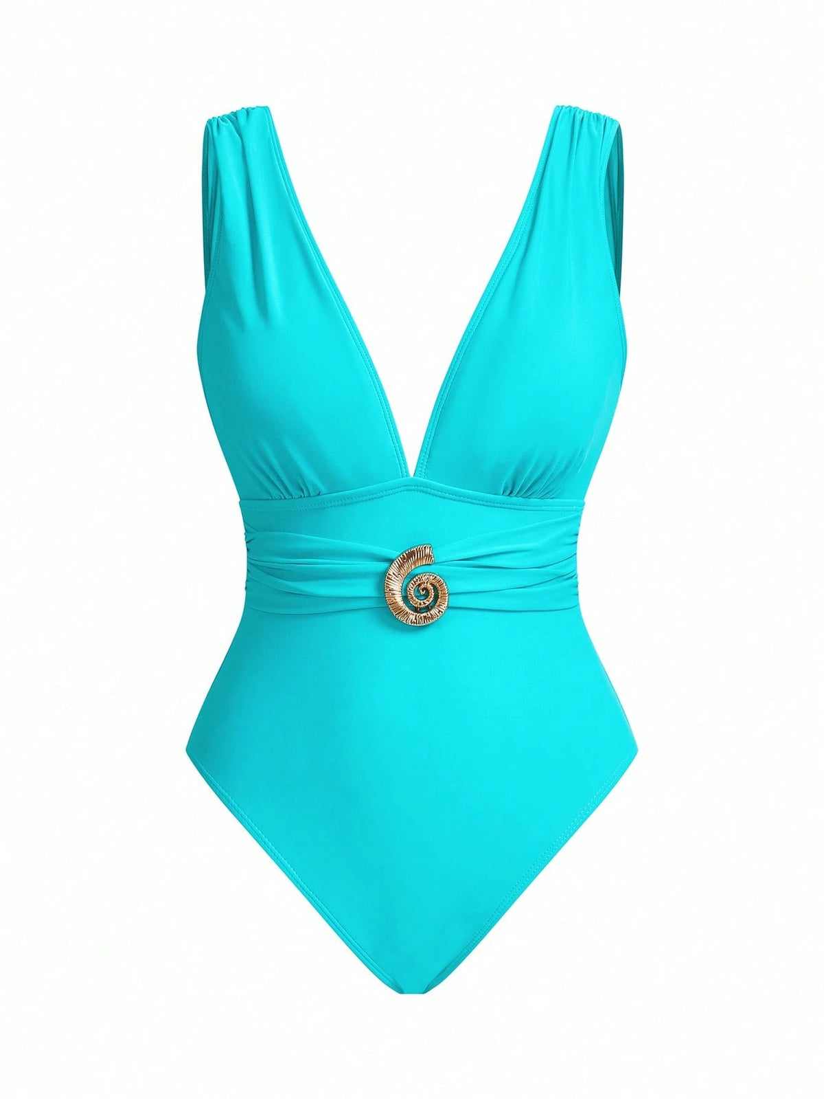 Swim Oasis Elegant Retro Spiral Print One Piece Swimsuit Coordinate With Wide Leg Pants, Chic Vacation Outfit For Women For Summer