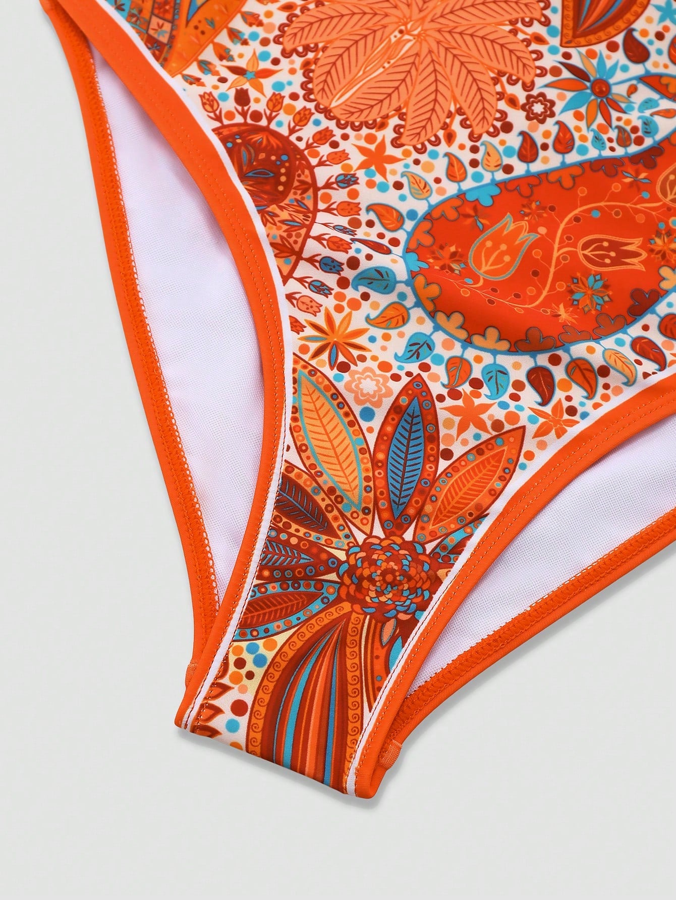 Swim Oasis Plus Size 2pcs Orange-Tone Print One Piece Swimsuit With Liftup Cup Maxi Skirt,Women's Boho Elegant White Summer Beach Party Holiday Cruise Outfits