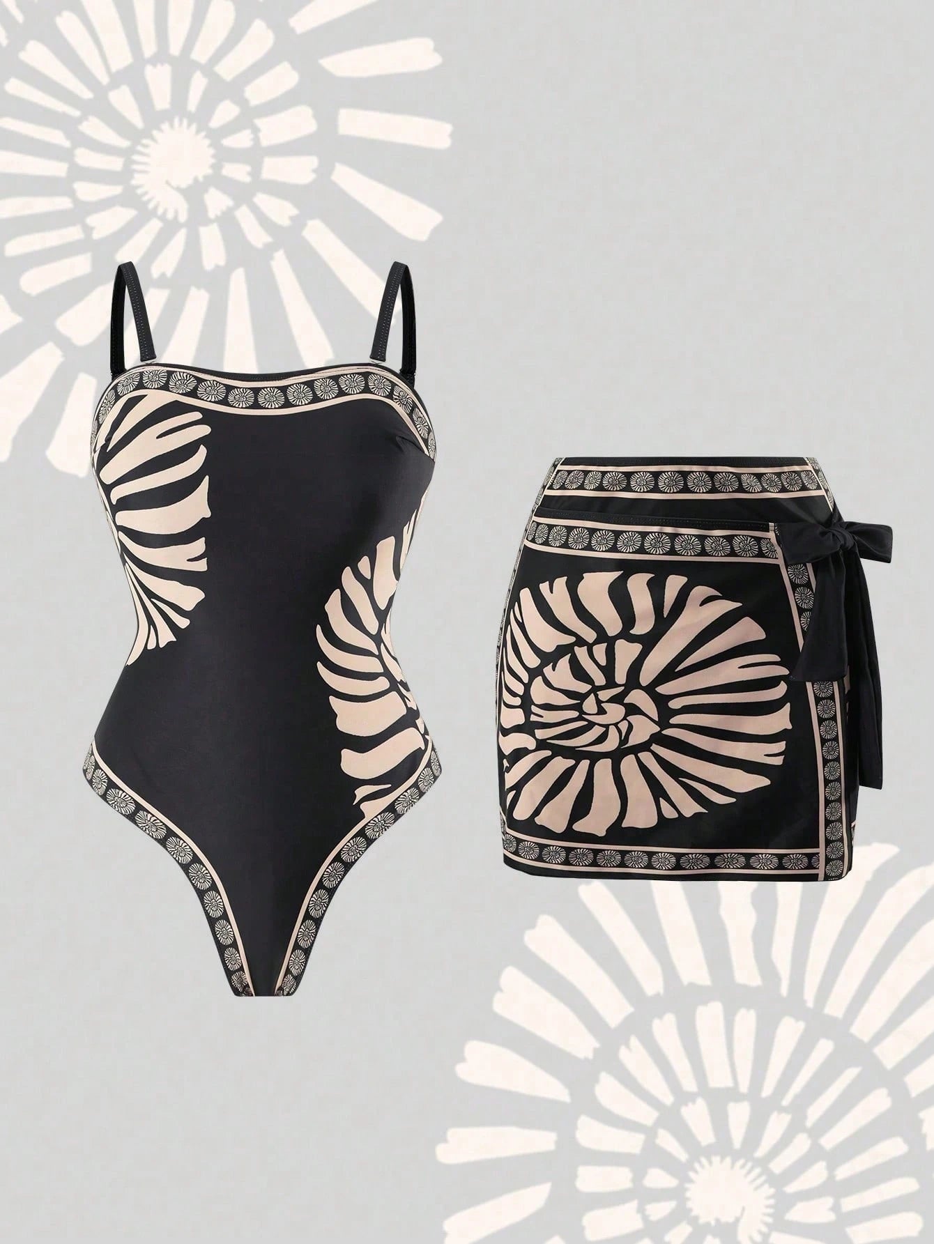 Swim Oasis Plus Size One-Piece Swimsuit, Elegant High-End Set, Positioning Print, Casual Resort Print