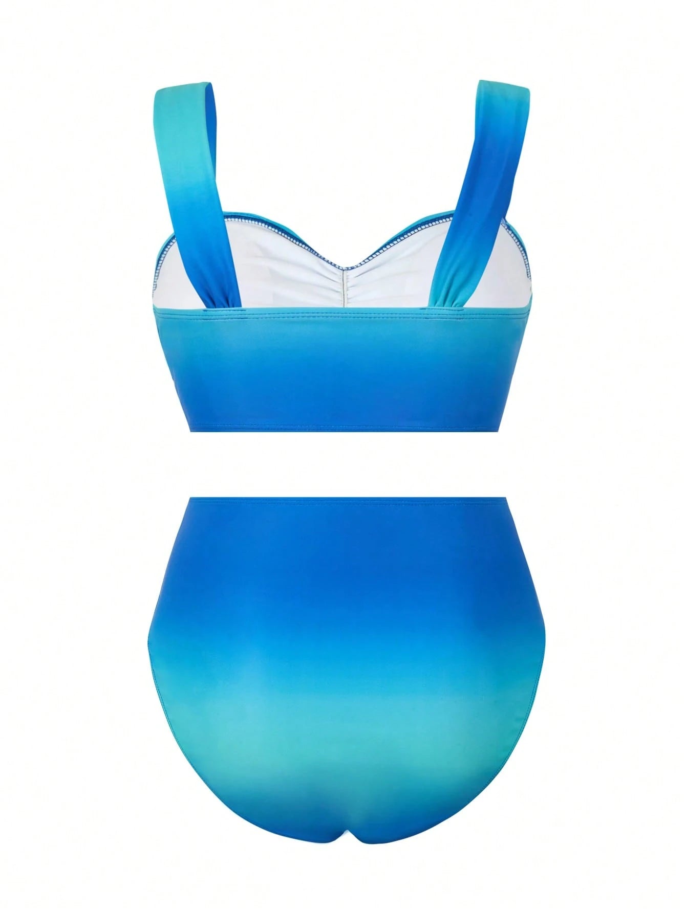 Swim Oasis Plus Size Women Ombre Casual Vacation Ruched Bikini Set With Cover-Up Skirt