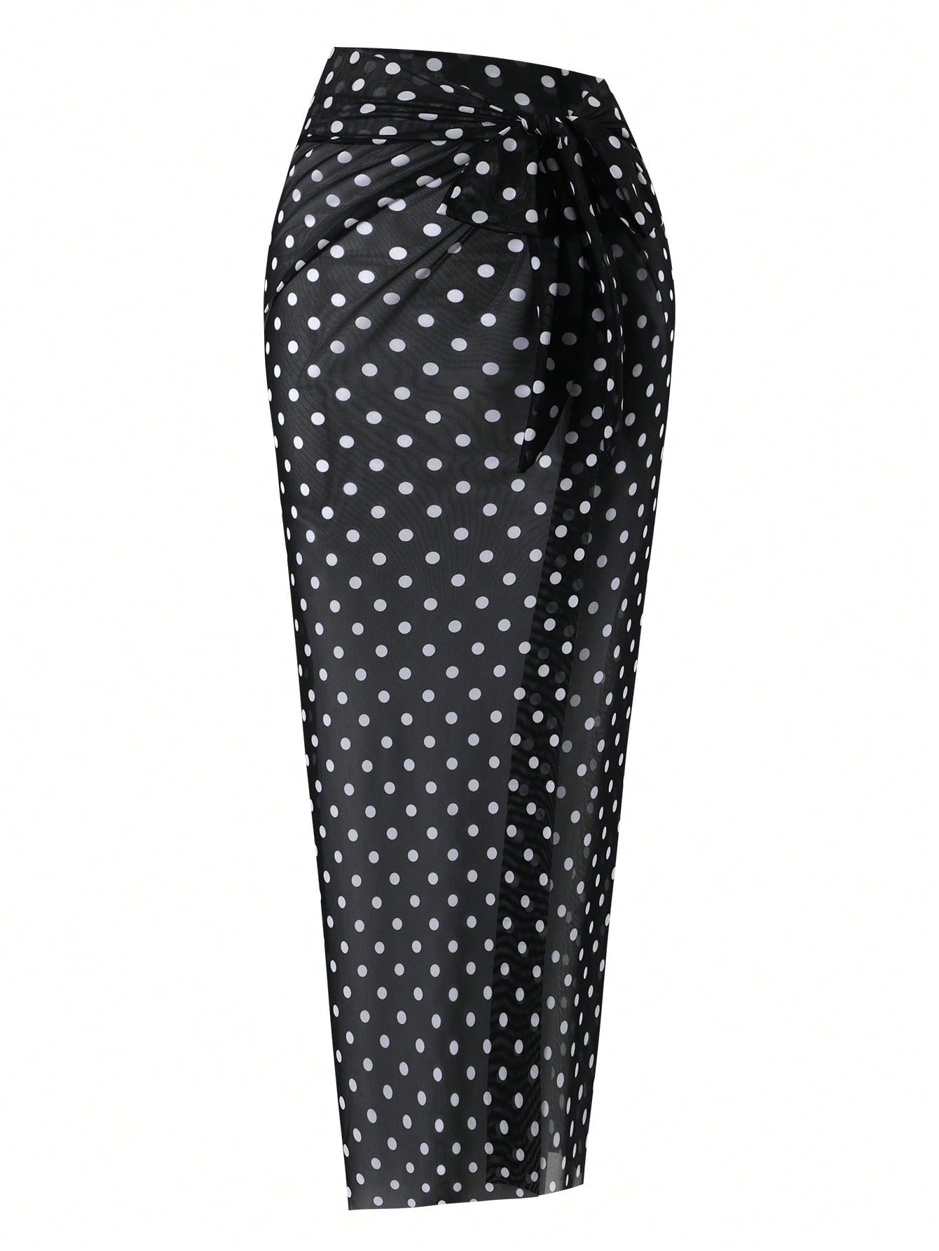 Swim Oasis Plus Size Women's Vintage Polka Dot One-Piece Swimsuit & Coverup Skirt Set,Black,Summer,1920s Flapper,Formal,Evening,Vacation,Holiday Beach Wear