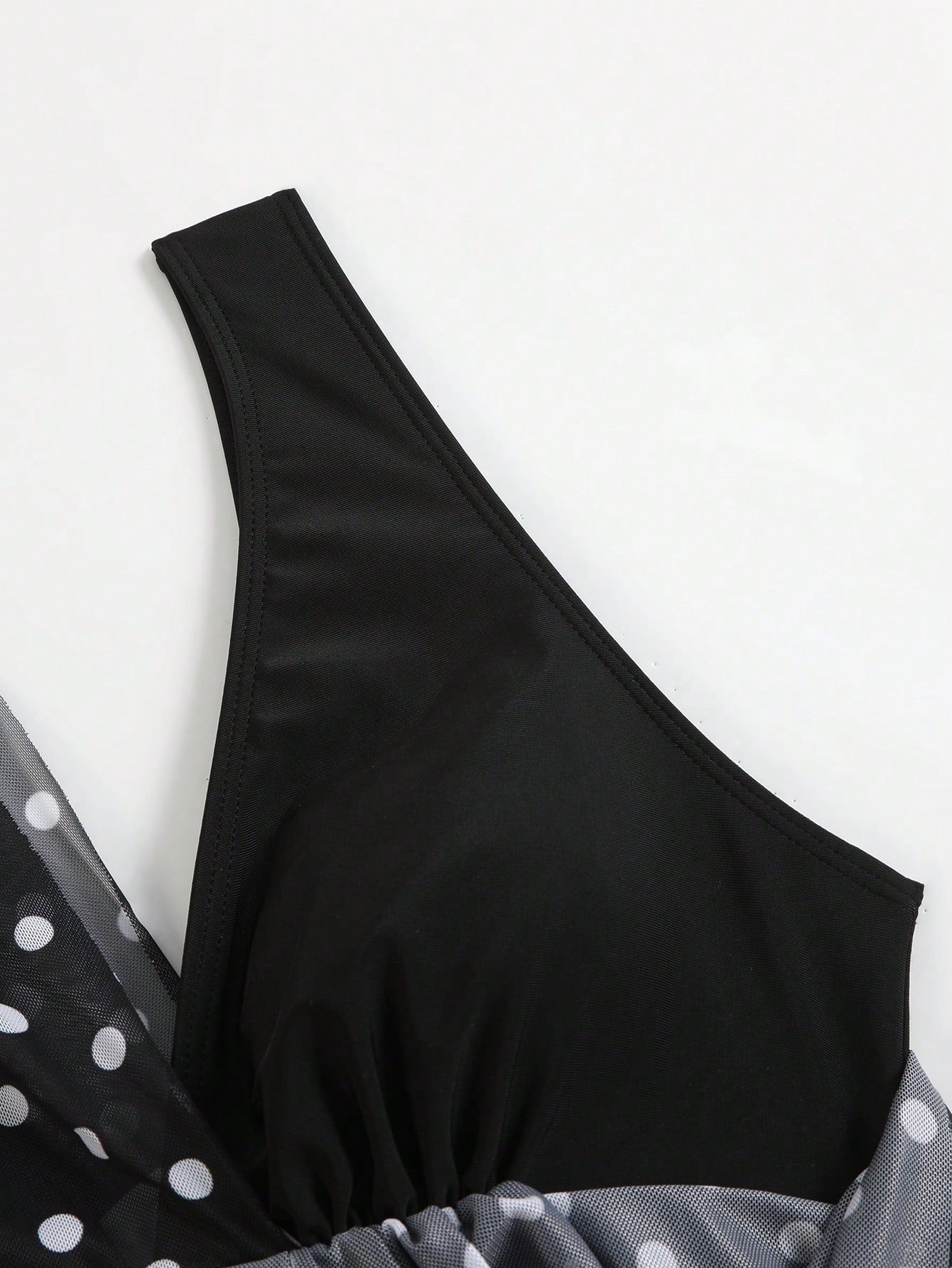 Swim Oasis Plus Size Women's Vintage Polka Dot One-Piece Swimsuit & Coverup Skirt Set,Black,Summer,1920s Flapper,Formal,Evening,Vacation,Holiday Beach Wear
