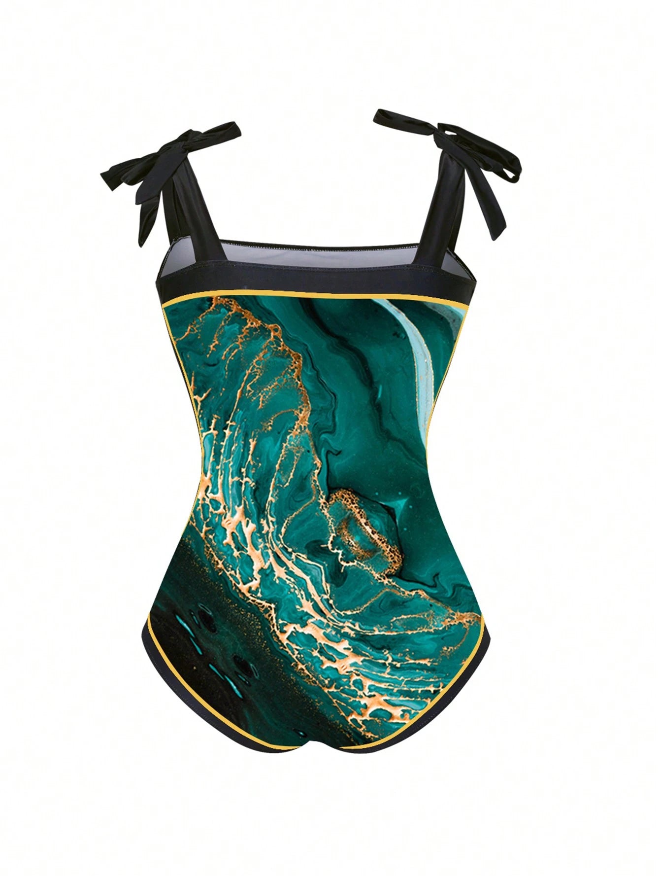 Swim Oasis Summer Beach 2pcs/Set Plus Size Women's Marble Pattern One-Piece Swimsuit With Cover-Up Skirt Carnival