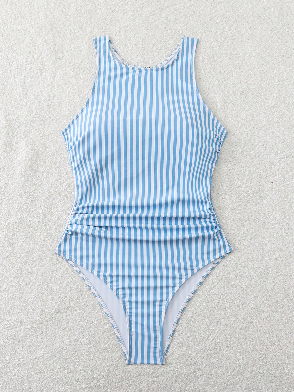 Swim SPRTY New Summer Striped Round Neck Sleeveless Backless Sports Style One-Piece Swimsuit For Women