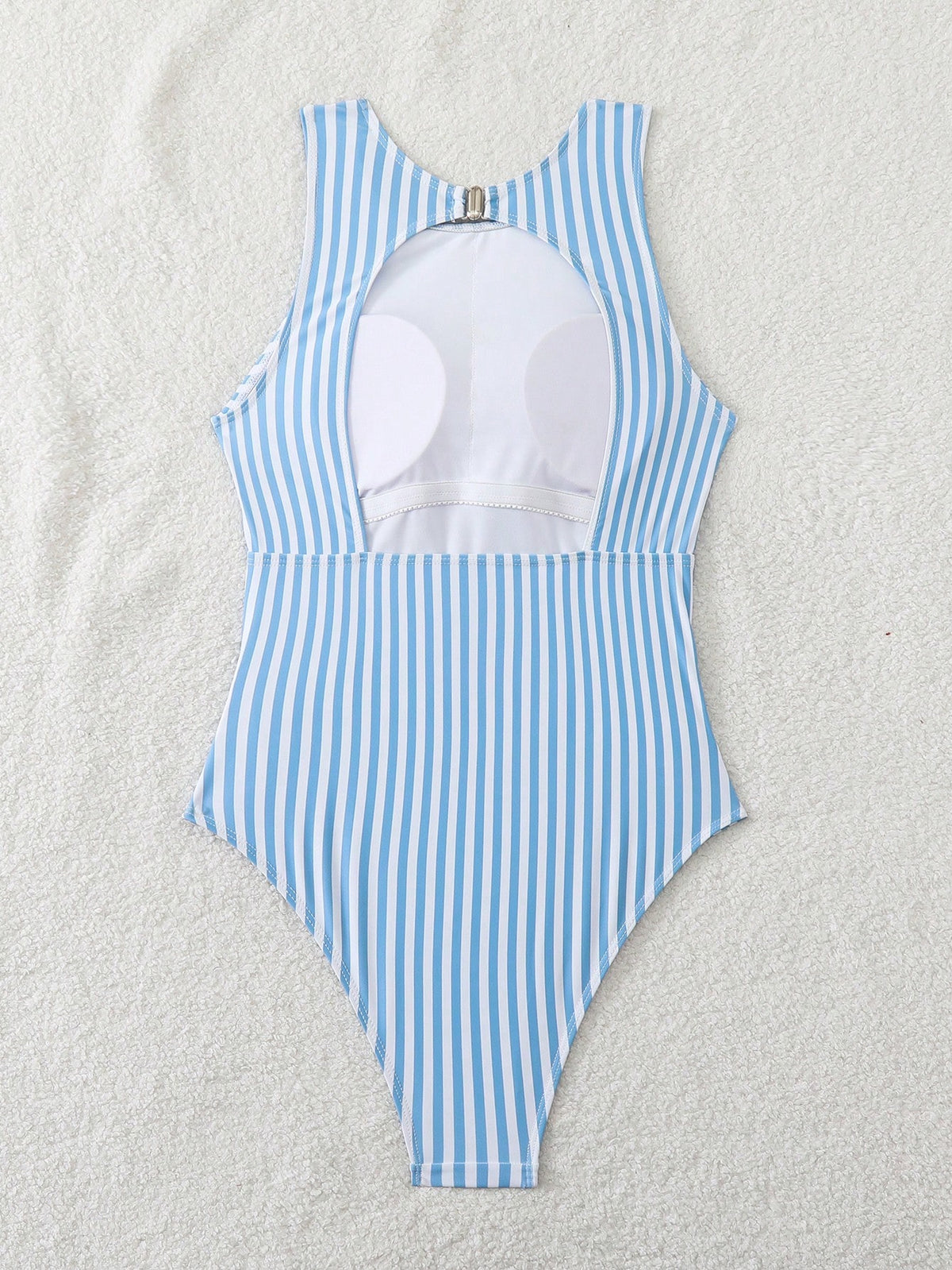 Swim SPRTY New Summer Striped Round Neck Sleeveless Backless Sports Style One-Piece Swimsuit For Women