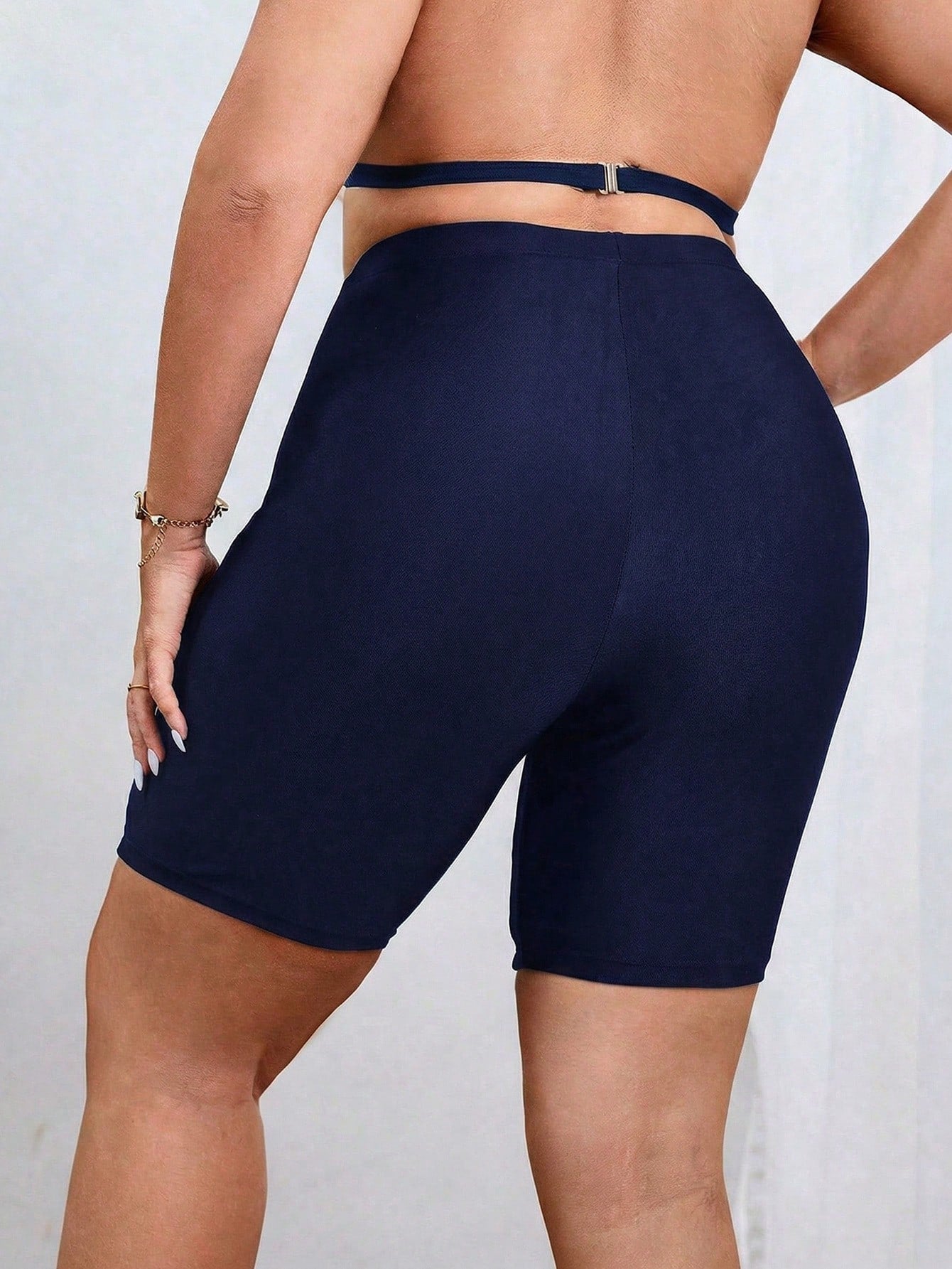 Swim SPRTY Plus Size Women's Solid Color Casual Swim Shorts Bikini Bottoms Butt Lifting Shorts