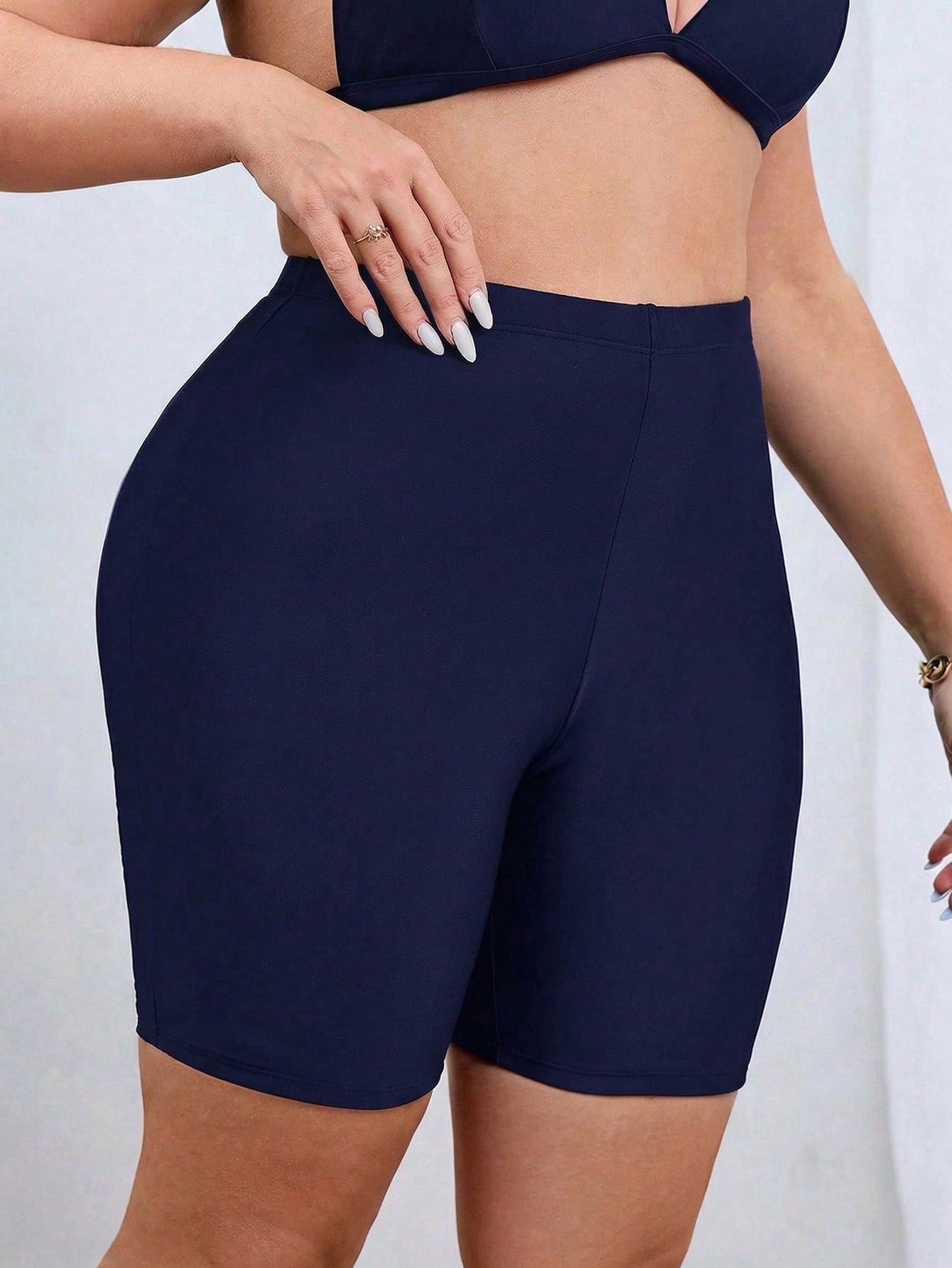Swim SPRTY Plus Size Women's Solid Color Casual Swim Shorts Bikini Bottoms Butt Lifting Shorts